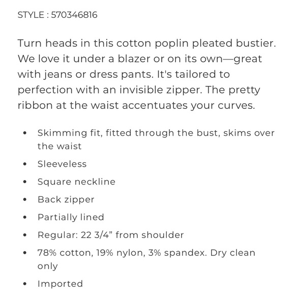 WHBM Pleated Poplin Bustier - Picture 11 of 11